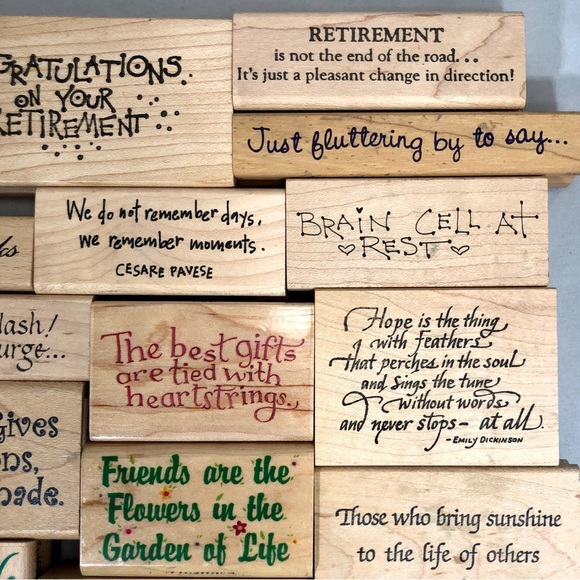 32 SENTIMENT WOODBLOCK RUBBER STAMPS - Picture 3 of 11